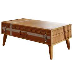 Prostokątny drewniany stolik kawowy z miejscem do przechowywania Lola Glamour Suitcase