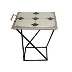 Kwadratowy stolik kawowy z drewna i metalu Lola Glamour MEDINA 3