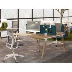 Biurko biurowe z drewna wielokrotnego użytku z systemem prowadzenia kabli Mikomax Smart Office Flexido