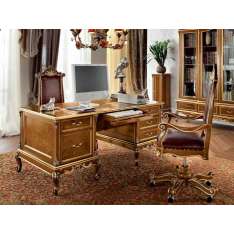 Prostokątne biurko biurowe z litego drewna z szufladami Modenese Gastone 12303