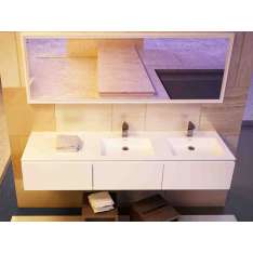 Podwójna prostokątna umywalka z wbudowanym blatem MOMA Design MODULE DESK 50