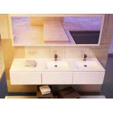 Podwójna prostokątna umywalka z wbudowanym blatem MOMA Design MODULE DESK 50