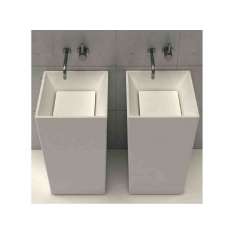 Umywalka wolnostojąca kwadratowa Solid Surface MOMA Design Platinum