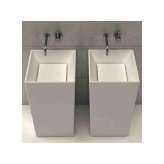 Umywalka wolnostojąca kwadratowa Solid Surface MOMA Design Platinum