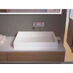 Umywalka nablatowa prostokątna Solid Surface MOMA Design Platinum