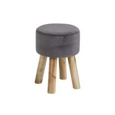 Stołek Actona Maren szary - welur | nogi dębowe