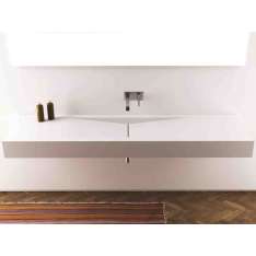 Prostokątna, pojedyncza umywalka ścienna Solid Surface MOMA Design CUT