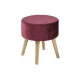 Stołek Actona Sherman bordowy - welur | nogi dębowe