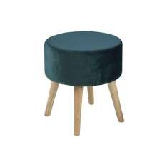Stołek Actona Sherman ciemnozielony - welur | nogi dębowe