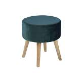 Stołek Actona Sherman ciemnozielony - welur | nogi dębowe