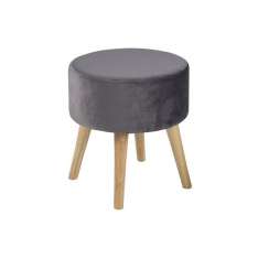 Stołek Actona Sherman szary - welur | nogi dębowe