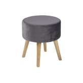 Stołek Actona Sherman szary - welur | nogi dębowe