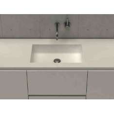 Prostokątna umywalka pojedyncza z wbudowanym blatem MOMA Design MODUL DESK 50
