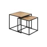 Zestaw stolików Actona Ortiz - drewno pawilonia | metal