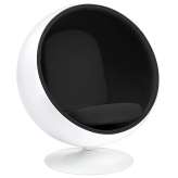 Fotel Ball biało - czarny - włókno szklane | wełna