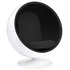 Fotel Ball biało - czarny - włókno szklane | wełna