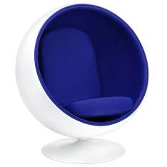 Fotel Ball biało - niebieski - włókno szklane | wełna