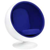 Fotel Ball biało - niebieski - włókno szklane | wełna
