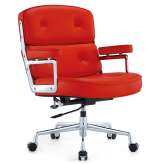 Fotel biurowy Icon Prestige Plus czerwony - Włoska skóra naturalna | aluminium