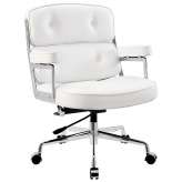 Fotel biurowy Icon Prestige Plus biały - Włoska skóra naturalna | aluminium