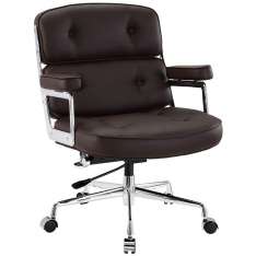 Fotel biurowy Icon Prestige Plus brązowy - Włoska skóra naturalna | aluminium