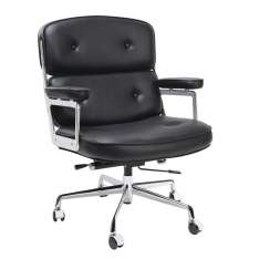 Fotel biurowy Icon Prestige Plus czarny - Włoska skóra naturalna | aluminium