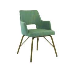 Tkaninowe krzesło z podłokietnikami i metalową podstawą New Life Ama PO02 BASE 21