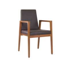 Krzesło tapicerowane tkaniną z bukową podstawą i podłokietnikami New Life Arisa PO01