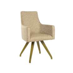 Krzesło tapicerowane tkaniną z podłokietnikami i bukową podstawą New Life Nancy PO01 BASE 11