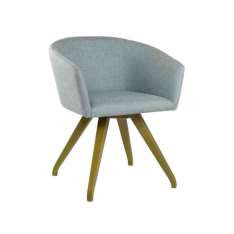 Krzesło tapicerowane tkaniną z podłokietnikami i bukową podstawą New Life Tati PO01 BASE 11