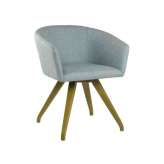 Krzesło tapicerowane tkaniną z podłokietnikami i bukową podstawą New Life Tati PO01 BASE 11