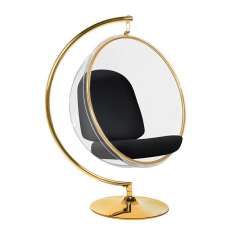 Poduszka Fotel Bubble Stand Gold czarna - podstawa złota | Korpus akryl | welur