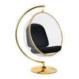 Poduszka Fotel Bubble Stand Gold czarna - podstawa złota | Korpus akryl | welur