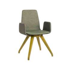 Krzesło tapicerowane tkaniną z podłokietnikami i bukową podstawą New Life Tecla SB01 BASE 11