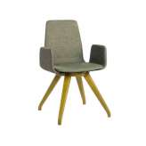 Krzesło tapicerowane tkaniną z podłokietnikami i bukową podstawą New Life Tecla SB01 BASE 11