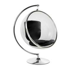 Poduszka Fotel Bubble Stand czarna - podstawa chrom | Korpus akryl | ekoskóra