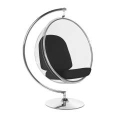 Poduszka Fotel Bubble Stand czarna - podstawa chrom | Korpus akryl | wełna