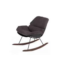 Fotel bujany Nino czarny - tkanina ciemnoszara | płozy drewniane
