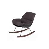 Fotel bujany Nino czarny - tkanina ciemnoszara | płozy drewniane