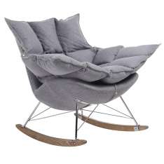 Fotel bujany Swing ciemny szary - tkanina | stal | drewno dębowe