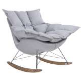 Fotel bujany Swing jasny szary - tkanina | stal | drewno dębowe