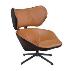 Fotel Comfort brązowy - ekoskóra | metal