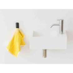 Prostokątna umywalka do montażu na ścianie HI-MACS® z ręcznym spłukiwaniem Not Only White Form