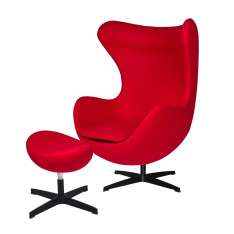 Podstawa Fotel Egg Classic Black z podnóżkiem - czerwony 17 - wełna | czarna