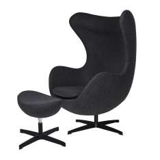 Podstawa Fotel Egg Classic Black z podnóżkiem - ciemny szary 5 - wełna | czarna