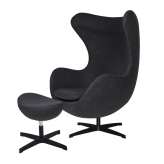 Podstawa Fotel Egg Classic Black z podnóżkiem - ciemny szary 5 - wełna | czarna