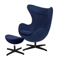 Podstawa Fotel Egg Classic Black z podnóżkiem atlantycki niebieski 26 - wełna | czarna