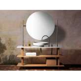 Zlewozmywak konsolowy z marmuru karraryjskiego i litego drewna Objets Architecturaux CONSOLE LAVABO