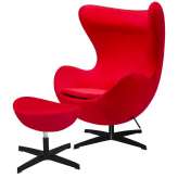 Podstawa Fotel Egg Classic Velvet Black czerwony z podnóżkiem - welur | czarna