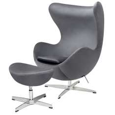 Podstawa aluminiowa Fotel Egg Classic Velvet ciemny szary z podnóżkiem - welur |